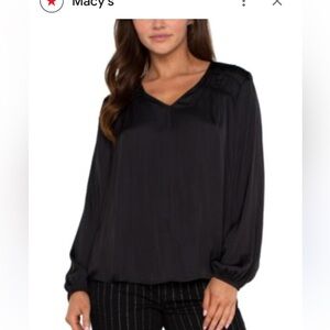 Liverpool Sheered Sateen V neck pull over blouse